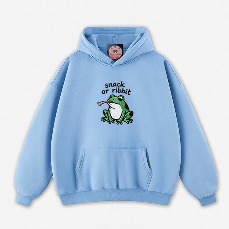SNACK OR RIBBIT Frosch-Grafik-Hoodie (locker) - Blue - 5XL - image 4