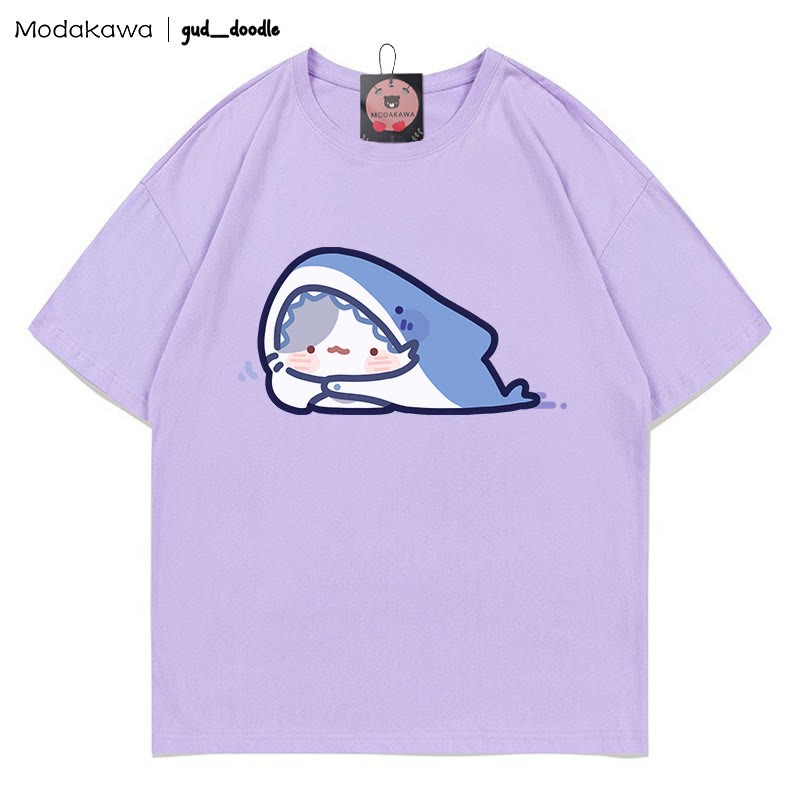 MODAKAWA X gud_doodle T-Shirt mit Kitty-Hai-Print - Purple - 5XL - image 5