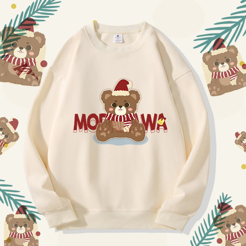 MODAKAWA Unisex-Sweatshirt mit Weihnachtsbär-Motiv - Beige B - 5XL - image 5