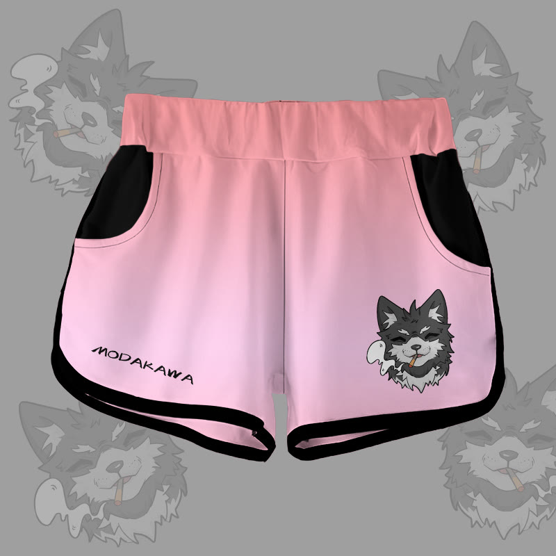 MODAKAWA Gradient Smoking Puppy Graphic Shorts - Pink - 5XL - image 2