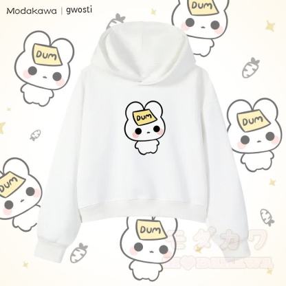 MODAKAWA X gwosti DUM Bunny Graphic Cropped Cotton Hoodie - Weiß - 3XL - image 4