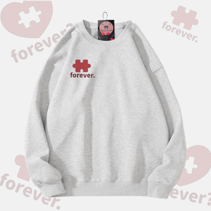 MODAKAWA FOREVER Puzzle Heart Graphic Unisex Sweatshirt - Grey B - 5XL - image 3
