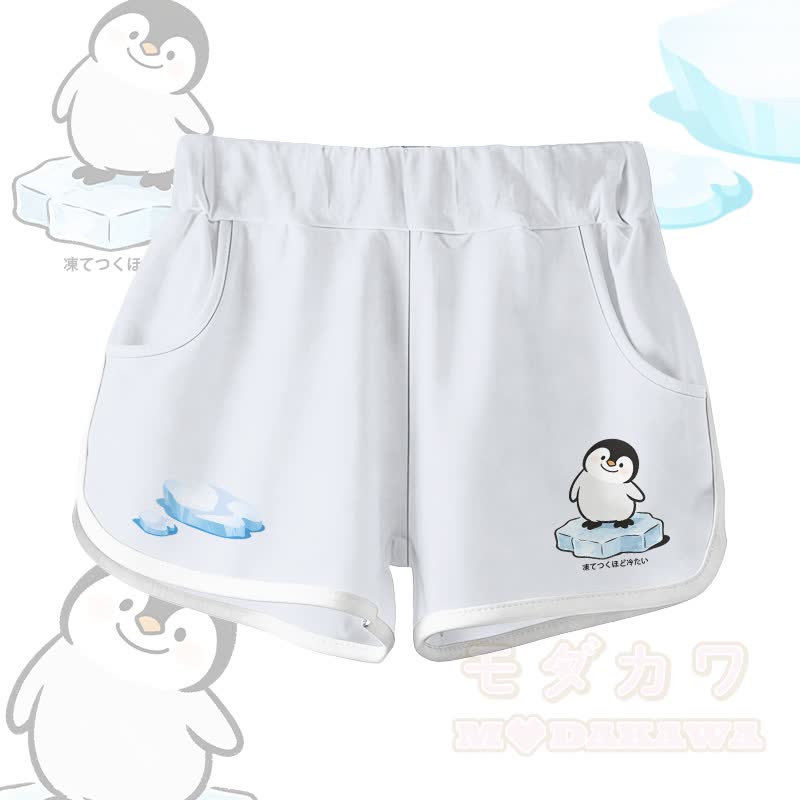 Zweiteiliges Set von Modakawa: T-Shirt mit Pinguin-Motiv aus 100 % Baumwolle, Shorts mit Farbverlauf - Weiße Shorts - 5XL - image 6