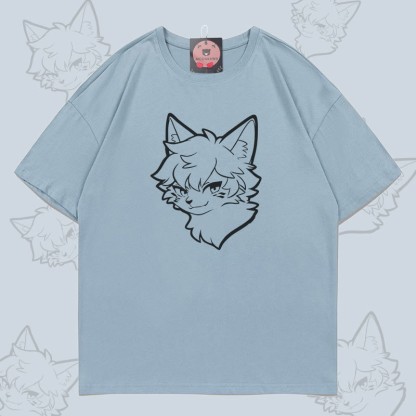 MODAKAWA Cat Boy Grafik-T-Shirt - Light Grey Blue - 5XL - image 3