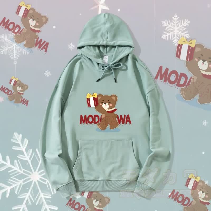 MODAKAWA Streetwear-Kapuzenpullover mit Weihnachtsbär-Grafik - Grünes C - 5XL - image 11