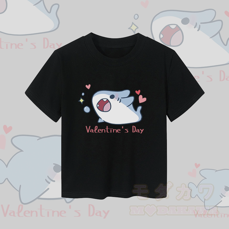 MODAKAWA Fröhlicher Hai Grafik Paar Top - Crop-Top - Schwarz - 5XL - image 7