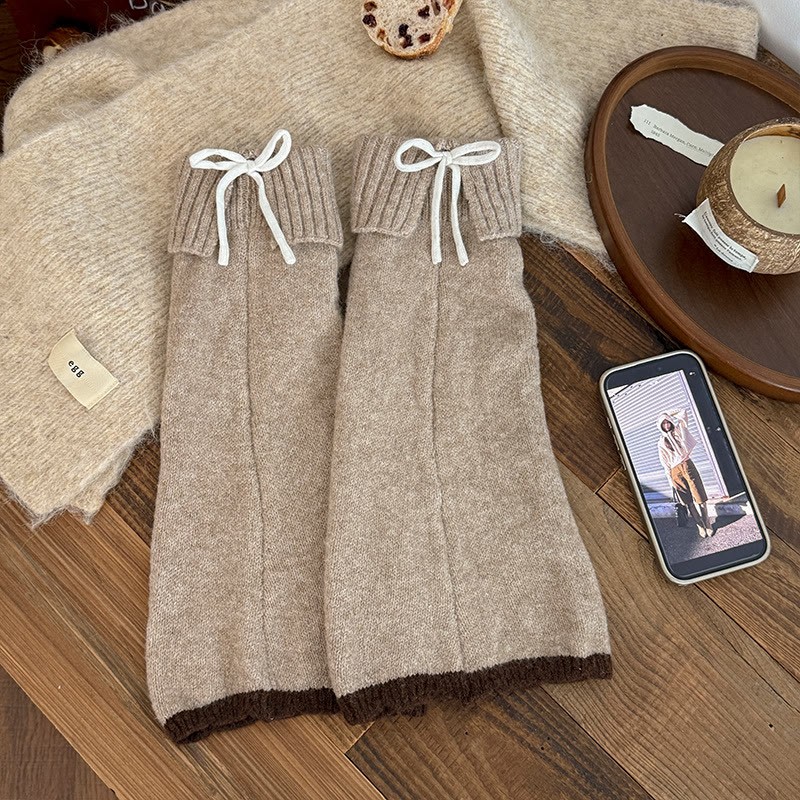Süße Schleifenstricksocken - Khaki - One Size - image 3