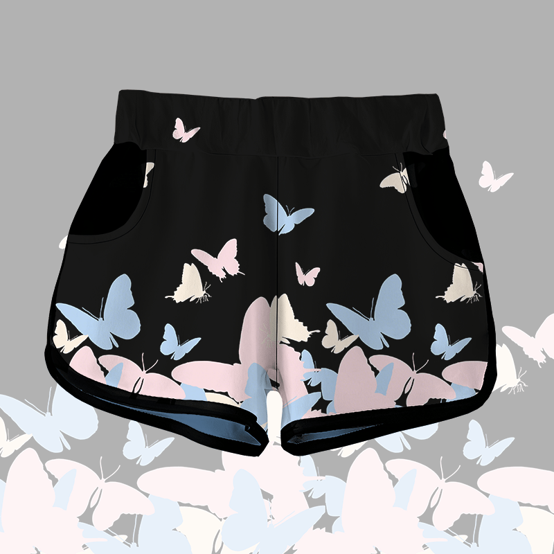 MODAKAWA Shorts mit Schmetterlingsgrafik - Black - 5XL - image 4
