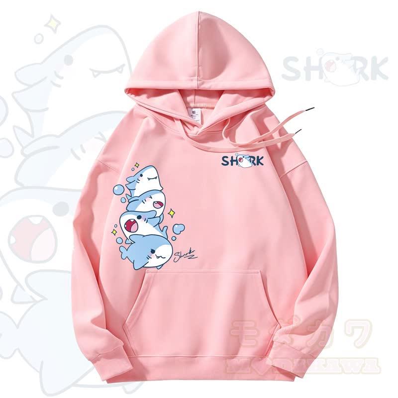 MODAKAWA Kapuzenpullover mit niedlichem Hai-Motiv und Fleece-Futter - Rosa - 3XL - image 9