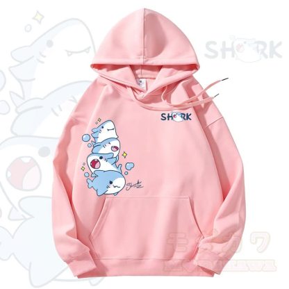 MODAKAWA Kapuzenpullover mit niedlichem Hai-Motiv und Fleece-Futter - Rosa - 3XL - image 9