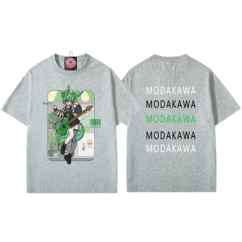 MODAKAWA X airii.exe T-Shirt mit Buchstabendruck „Gitarrenmädchen“ aus 100 % Baumwolle - Grey - 5XL - image 6