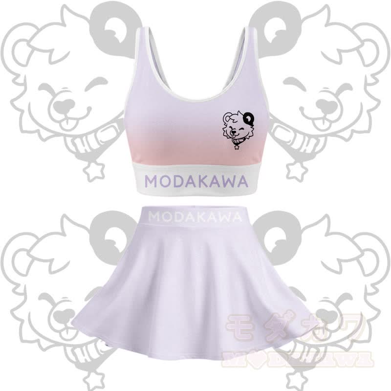 MODAKAWA X popipeko Bären-Grafik Crop Tanktop Sport Top Rock passendes Outfit - Lila Set - 2XL - image 13