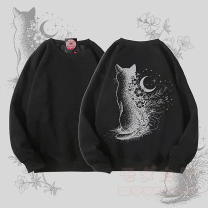 MODAKAWA Unisex-Sweatshirt mit Mondkatzen-Grafik - Schwarz - 5XL - image 4