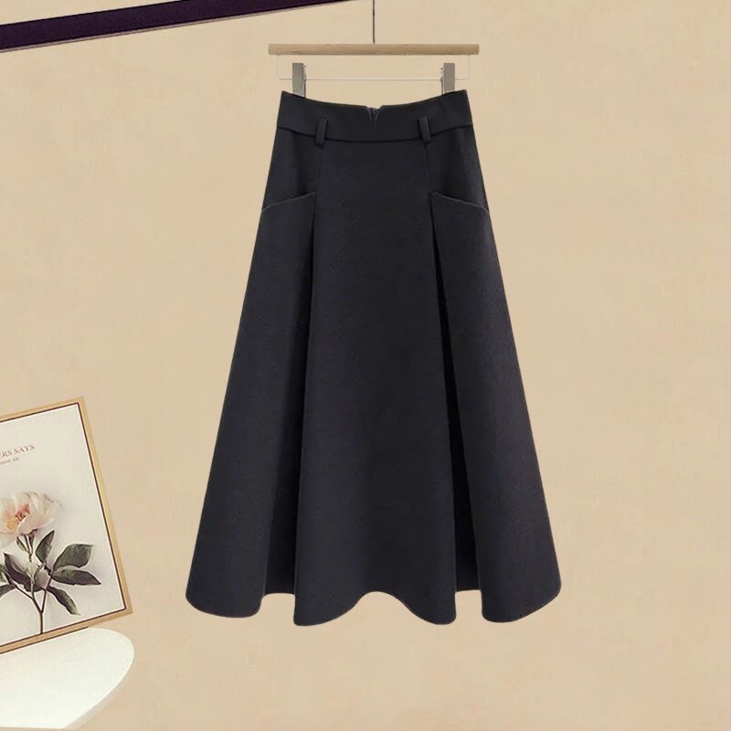 Strickjacke mit Schnürung, Taschenrock, passendes Outfit - Black Skirt - 3XL - image 5