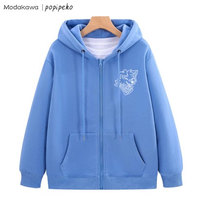 Kapuzenpullover mit lächelndem Welpen und Bandana-Grafik und Reißverschluss - Blau - 5XL - image 4