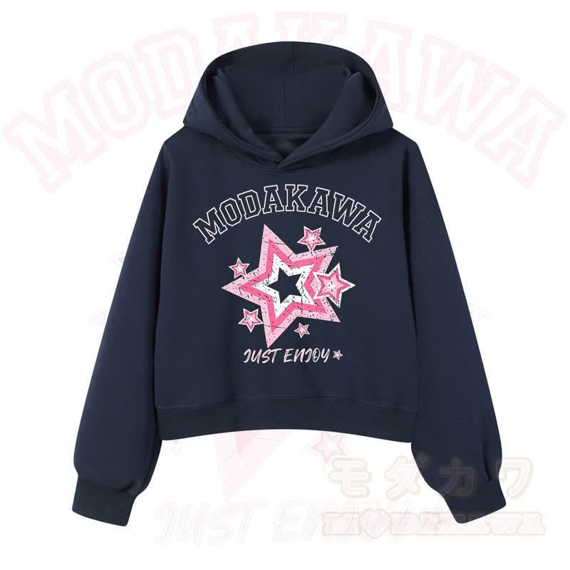 MODAKAWA JUST ENJOY Sternengrafik-Hoodie aus Baumwolle (kurzer Schnitt) - Marineblau - 3XL - image 7