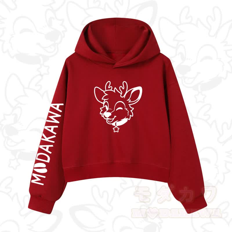 MODAKAWA Baumwoll-Hoodie mit Hundemotiv (kurzer Schnitt) - Rot B - 3XL - image 14