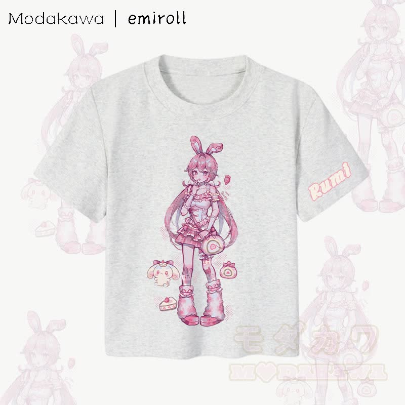 MODAKAWA X emiroll Rumi Graphic Damen Crop-Top aus 92 % gekämmter Baumwolle - Grau - XL - image 3