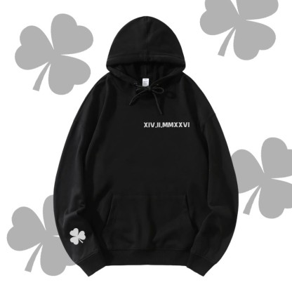 MODAKAWA Letter Lucky Clover Grafik Streetwear Pullover Hoodie - Black - 5XL - image 3