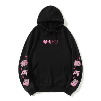 Pixel Heart Game Grafik-Hoodie (locker) - Black - 5XL - image 6