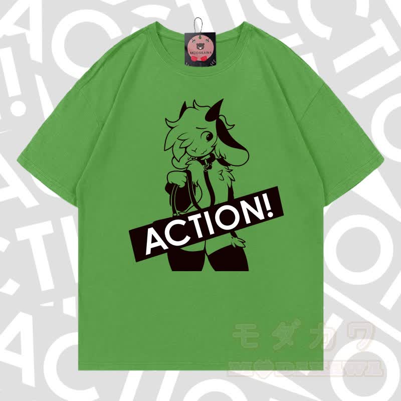 MODAKAWA X zarckets ACTION Goat Graphic 100% Baumwoll-T-Shirt - Matcha-Grün - 5XL - image 16
