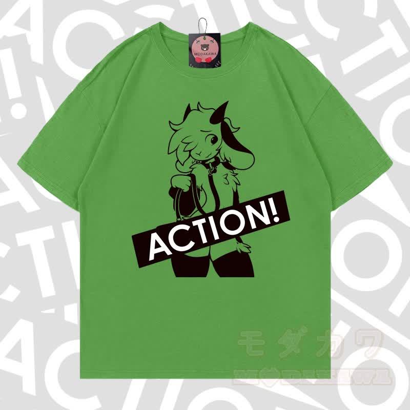 MODAKAWA X zarckets ACTION Goat Graphic 100% Baumwoll-T-Shirt - Matcha-Grün - 5XL - image 16