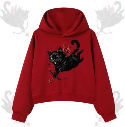 MODAKAWA Devil Cat Cupid Graphic Hoodie - Rot - 3XL - image 7