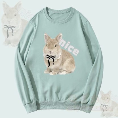 MODAKAWA NICE Unisex-Sweatshirt mit Schleifenhasen-Grafik - Grün - 5XL - image 4