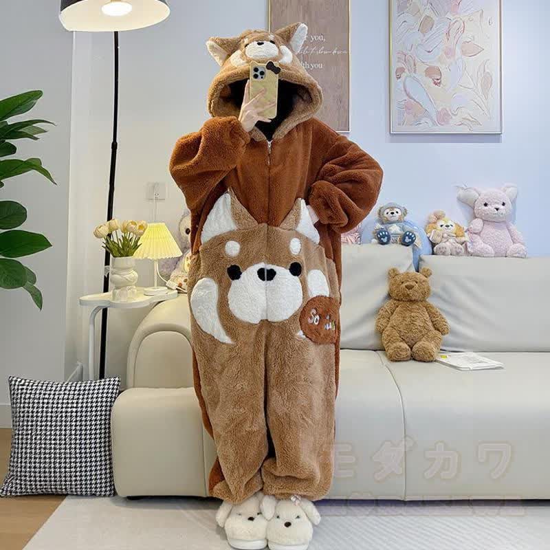 Roter Panda Plüsch-Kapuzen-Einteiler-Schlafanzug - image 3