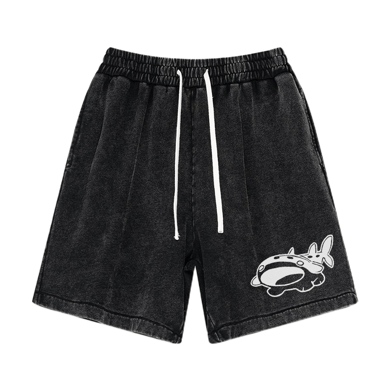 Lustige Pupfish-Grafik Vintage Washed Shorts - Schwarz - 3XL - image 4