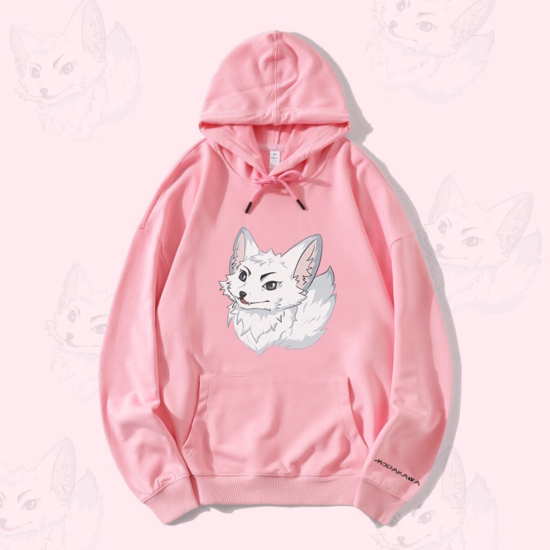 MODAKAWA Arctic Fox Graphic Streetwear Pullover Hoodie - Pink - 5XL - image 2