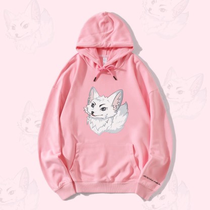 MODAKAWA Arctic Fox Graphic Streetwear Pullover Hoodie - Pink - 5XL - image 2