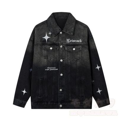 Zweiteiliges Set: Jeansjacke mit Sternenmuster und Farbverlauf, Jeans mit weitem Bein - Jacke B - XL - image 4