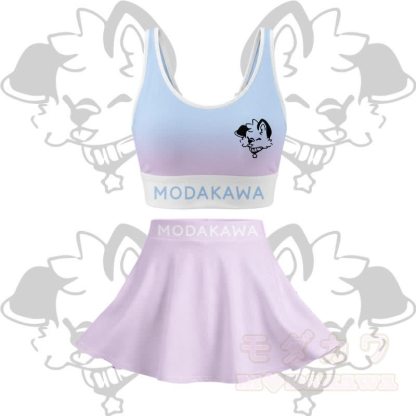 MODAKAWA X popipeko Puppy Graphic Modakawa Crop Tank Sport Top Skirt Matching Outfit - Blaues und violettes Set - 2XL - image 16