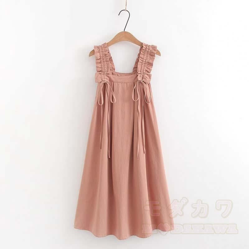 College-Stil Kurzarm-Hemdkleid mit Trägern, zweiteiliges Set - Rosa Kleid B - XL - image 13