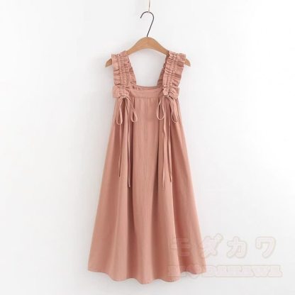College-Stil Kurzarm-Hemdkleid mit Trägern, zweiteiliges Set - Rosa Kleid B - XL - image 13