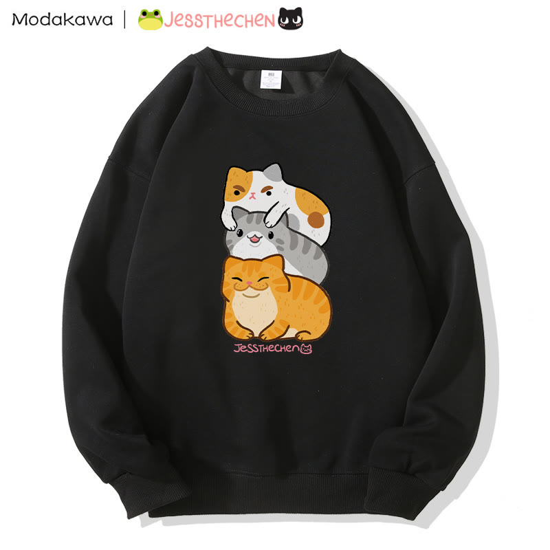MODAKAWA X jessthechen Stacked Kitty Graphic Sweatshirt - Black - 5XL - image 3