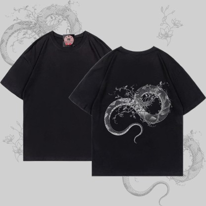 MODAKAWA Flower Snake Grafik-T-Shirt - Black - 5XL - image 4