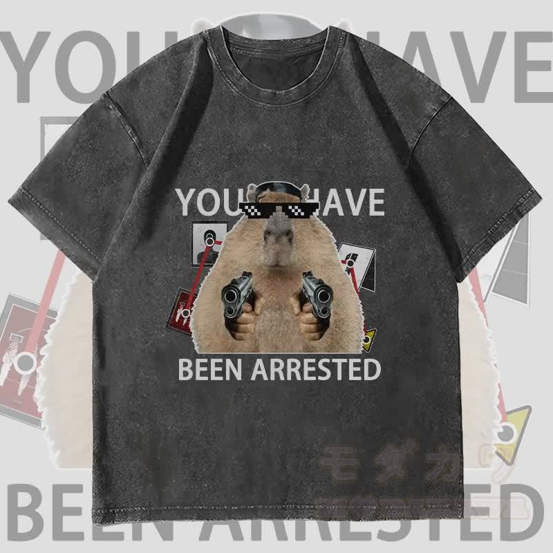 MODAKAWA SIE WURDEN VERHAFTET Murmeltier Grafik Unisex Vintage Washed T-Shirt - Schwarz - 4XL - image 4