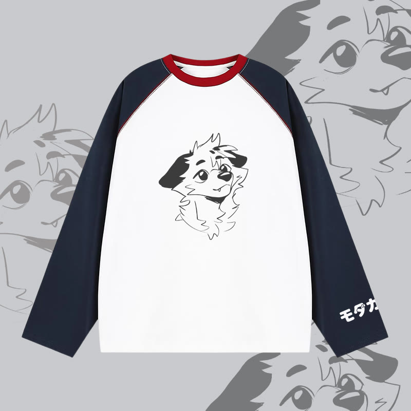 MODAKAWA X atka Fox Graphic Farben Block Raglan Langarm-T-Shirt - White - 2XL - image 4