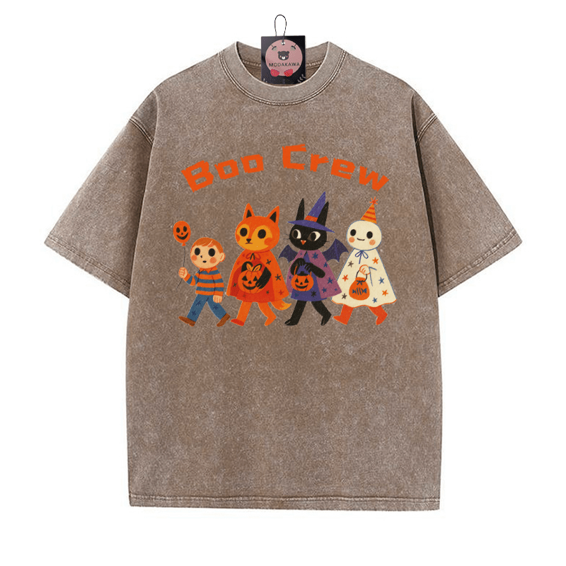 BOO CREW – T-Shirt mit verwaschenem Vintage-Print „Kitty Snowman Boy“ - Braun - 5XL - image 4