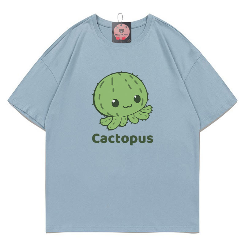 Modakawa T-Shirt mit Kaktus-Oktopus-Print - Blue - 5XL - image 6