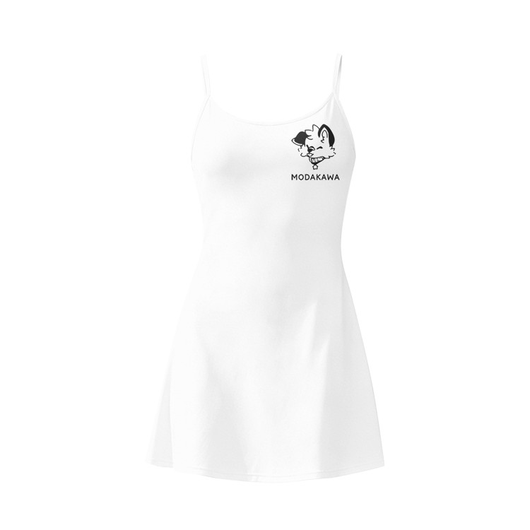 MODAKAWA X popipeko Ärmelloses Workout-Tenniskleid mit versteckten Taschen und Welpen-Grafik (Zunge raus) - White - 2XL - image 5