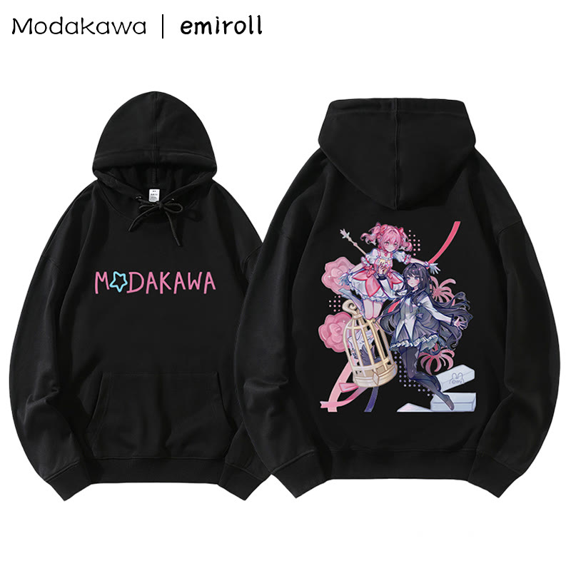MODAKAWA X emiroll – Lockerer Hoodie mit Madoka-Homura-Print - Black A - 5XL - image 6