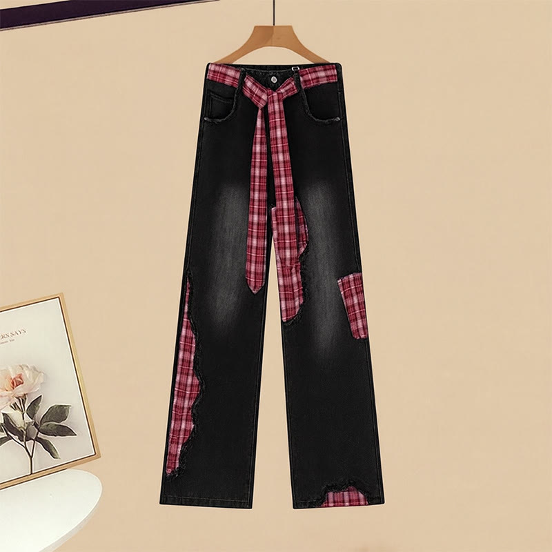 Gestreifter Strickpullover, karierte Jeans, passendes Outfit - Pants - XL - image 3