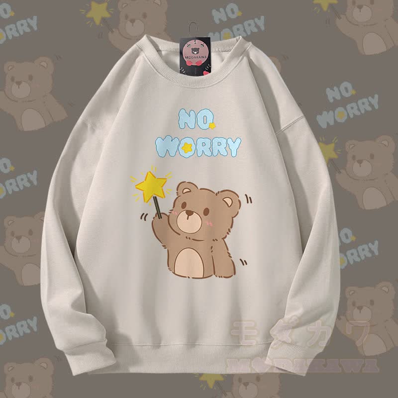 MODAKAWA NO WORRY Bären-Grafik Partner-Sweatshirt Unisex - Hellbeige - 5XL - image 7
