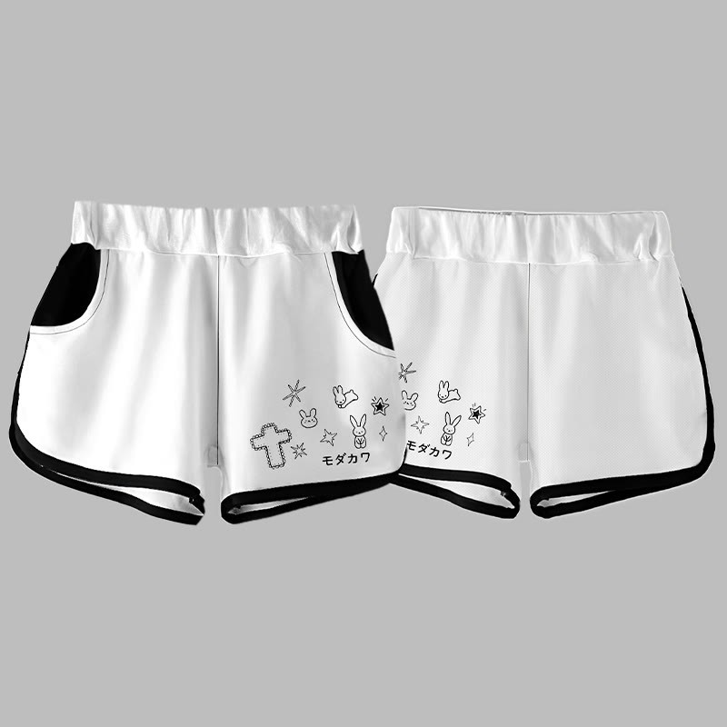 Modakawa Bunny Shorts mit Sternen- und Kreuz-Buchstabenprint - image 4
