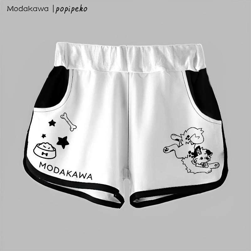 MODAKAWA X popipeko Gradient Playful Puppy Graphic Shorts - White - 5XL - image 6