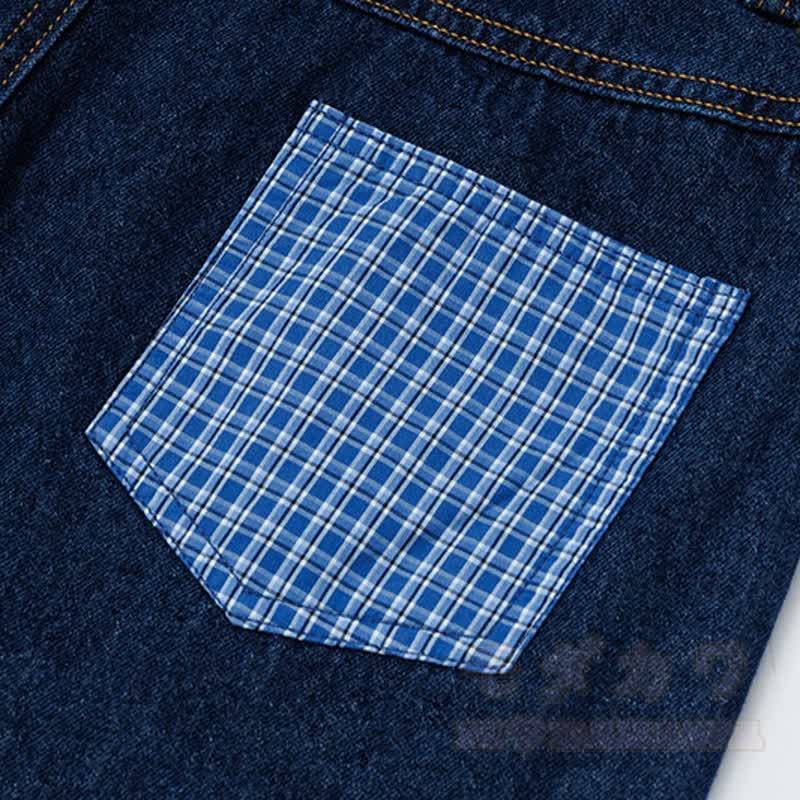 Vintage-Cartoon-Welpen-Stickerei, karierte Jeans mit weitem Bein, Jeans mit weitem Bein und kariertem Bein - image 10