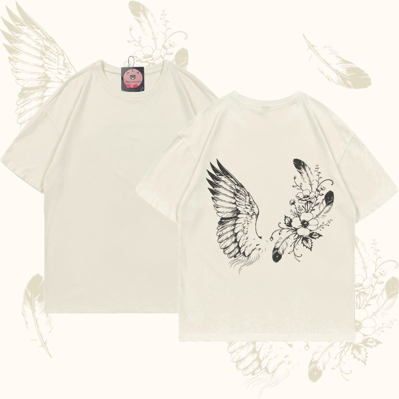 MODAKAWA Flower Bird Grafik-T-Shirt - Beige - 5XL - image 2